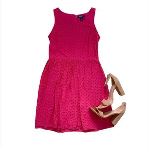 Old Navy hot pink cotton eyelet mini dress